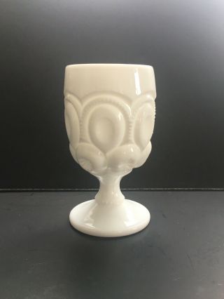 L E Smith Stars And Moon Milk Glass Goblet 6” Tall