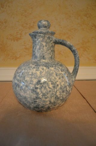 Clinchfield Pottery Pitcher,  Jug With Lid,  Cash Family 1945 Erwin,  Tn Blue