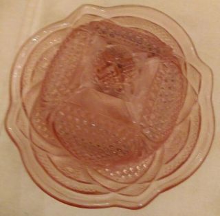 Glass Butter Dish Pink Round with Lid,  DEPRESSION GLASS - 3