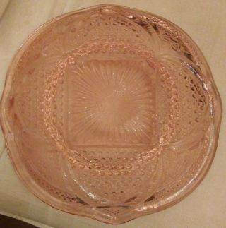 Glass Butter Dish Pink Round with Lid,  DEPRESSION GLASS - 5
