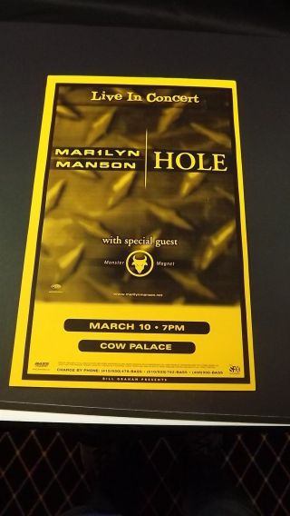 1999 Marilyn Manson & Hole Live In Concert Poster Cow Palace Flyer Ad