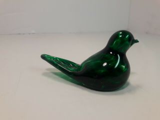 Vintage Bob St.  Clair Glass Bird Green And Clear Paperweight