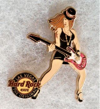 Hard Rock Cafe Las Vegas Sexy Girl With Red Hair Playing Guitar Pin 63589