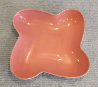 Vintage Red Wing Pottery Usa Pink Inside Gray Outside Console Bowl Square S