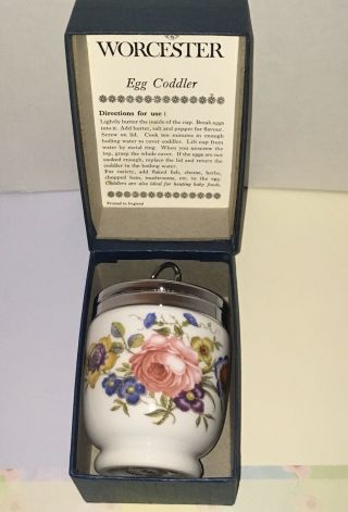 Vintage Royal Worcester Bournemouth Flowers Porcelain Egg Coddler England Boxed