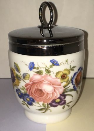 Vintage Royal Worcester BOURNEMOUTH Flowers Porcelain Egg Coddler England Boxed 2
