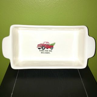 Rae Dunn Christmas " Home For The Holidays " Red Truck Baking Dish Loaf Pan