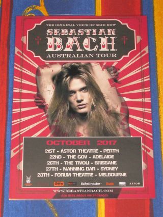 Sebastian Bach - Skid Row - 2017 Australia Tour Laminated Promo Poster