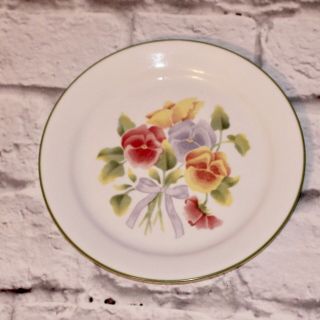 Corelle Summer Blush Luncheon Plate 9 " By Corning Pink Blue Yellow Pansies