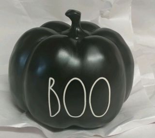Rae Dunn By Magenta L/l " Boo " Black Pumpkin 5 Inches Vhtf Rare