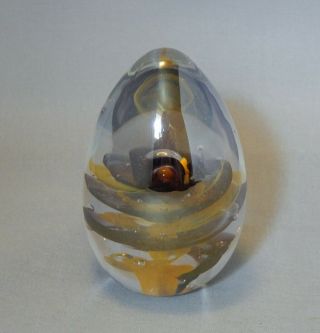 Signed Msh Mt Saint Helens Art Glass Egg Paperweight