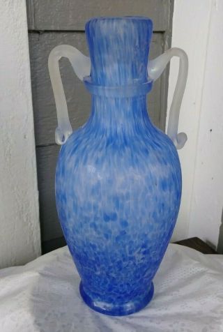 Vtg Murano Blue Spatter Scavo Art Glass Vase Seguso Vetri D 