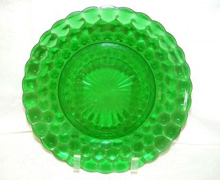 Vintage Anchor Hocking Forest Green Bubble Glass Dinner Plate
