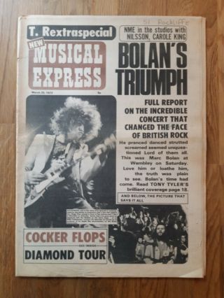 Nme Music Newspaper March 25th 1972 T - Rex And Ringo Starr Cover