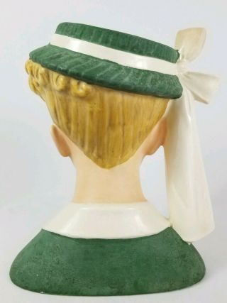 Vintage Green Lady Head Vase Planter Large Mid - Century 1960 Napco C4820C 8 - 1/2 