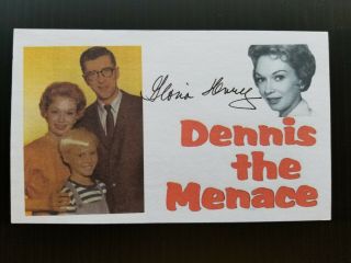 Gloria Henry " Dennis The Menace " Autographed 3x5 Index Card