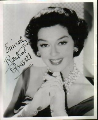 Rosalind Russell Autographed 8x10 1950’s Photo Thru Mail Pp Died 1976