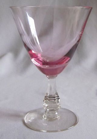 Water Glass Goblet Vintage Tiffin Crystal Wistaria Pink Pattern Stem 17477