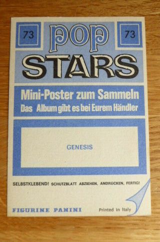 GENESIS PANINI POP STARS MINI - POSTER STICKER 73 1975 SCARCE 2