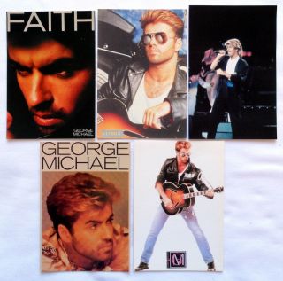 George Michael / Wham X 5 Vintage Postcards Andrew Ridgeley,  Faith