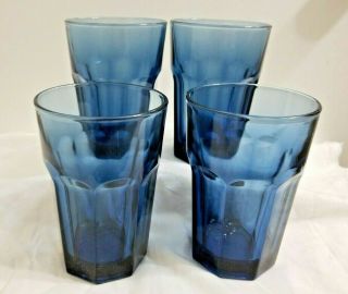 Set Of 4 Libbey Gibraltar Cobalt Blue Juice Tumbler Glasses 5 " Tall