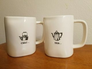 Ceramic Rae Dunn “chai” And " Tea " Mug Cup Collectible Kitchen Icons