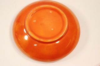 Antique Weller Pottery flower frog Bowl and 8 hole insert.  Burnt Orange 4
