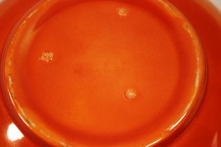 Antique Weller Pottery flower frog Bowl and 8 hole insert.  Burnt Orange 5