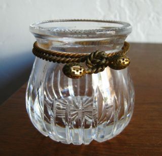 Vintage French Cut Crystal Gilt Dore Bronze Rope Ormolu Toothpick Holder Jar