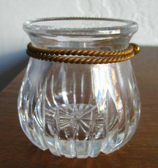 Vintage French Cut Crystal Gilt Dore Bronze Rope Ormolu Toothpick Holder Jar 2