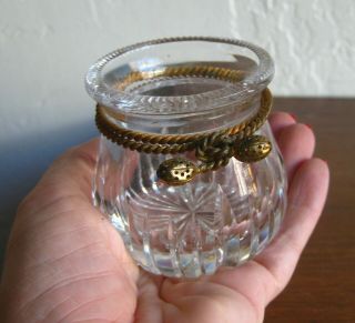 Vintage French Cut Crystal Gilt Dore Bronze Rope Ormolu Toothpick Holder Jar 5