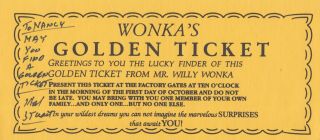 Willy Wonka & The Chocolate Factory Signed Golden Ticket Mel Stuart Autographed