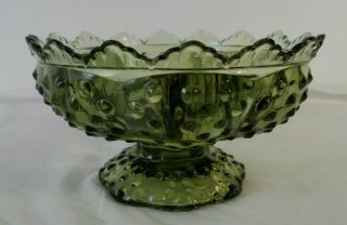 Vtg Fenton Emerald Green Glass Footed Hobnail 6 Hole Candle Holder Scallop Edge