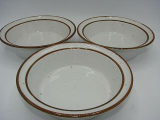 Trend Pacific Earthstone Rust Brown Trim Cereal Soup Bowls 6” Set Of 3 Three Euc