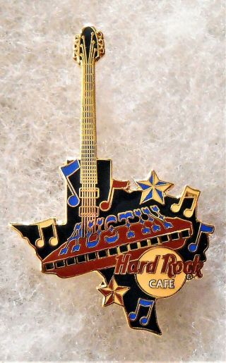 Hard Rock Cafe Austin State Of Texas Shaped Guitar With Harmonica Pin 19434