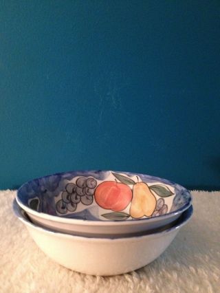 Tabletops Unlimited " Mista " Hand Painted 7 " Cereal/soup Bowls (2)