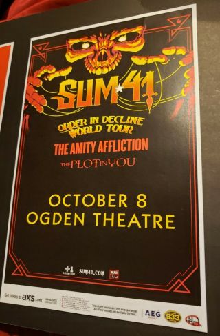 Sum 41 Gig Concert Poster 11x17 Denver