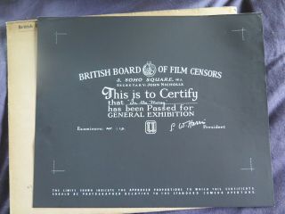 British Bbfc Film Certification Card In The Money 1958 Huntz Hall