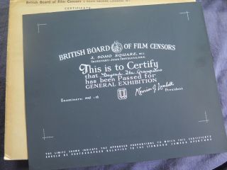 British Bbfc Film Certification Card Beyond The Grampians 1963