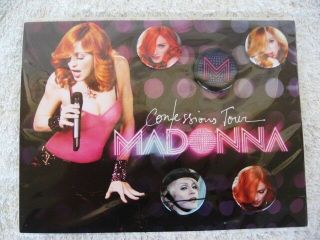 Madonna.  Confessions Tour.  Official.  Pins / Buttons.  On Card