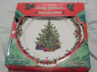 4 Holiday Celebrations Dinner Plates Christopher Radko Christmas Tree Presents