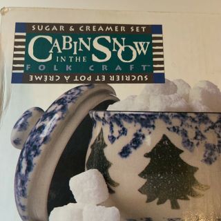 Tienshan Folk Craft Cabin in the Snow Creamer and Covered Sugar Bowl Set 2