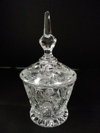 Vintage Cut Crystal Covered Candy Dish Bowl Pinwheel Whirling 8 Point Star A88