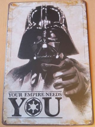 Large Metal Plaque Darth Vader Star Wars Vintage The Last Jedi Episode Viii 8 Us