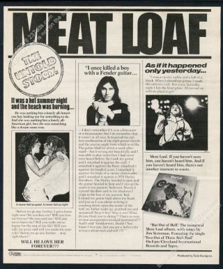 1978 Meat Loaf Jim Steinman Photo Bat Out Of Hell Album Release Print Ad