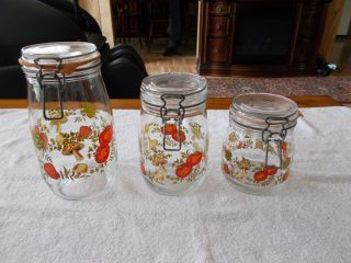 Set Of 3 Corning Ware Spice Of Life Canister Storage Jars France