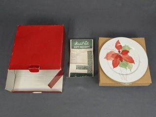 Set Of 4 Block Dessert Plates Poinsettia 7 - 7/8 " Spal Portugal 1982