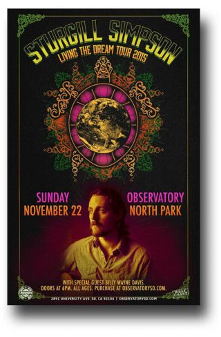 Sturgill Simpson Poster 11 " X17 " Living The Dream Tour Sd Ships Sameday From Usa