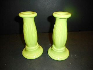 HLC Fiesta Green Chartreuse Tapered Candle Holders Y2K Mark Fine 2