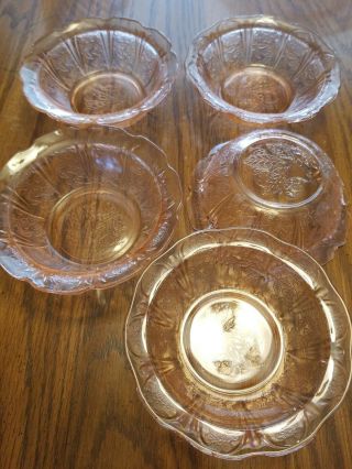 Vintage Pink Depression Glass Small Berry Bowl Set Of 5